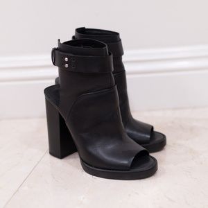 Zara Leather Peep Toe Ankle Boots